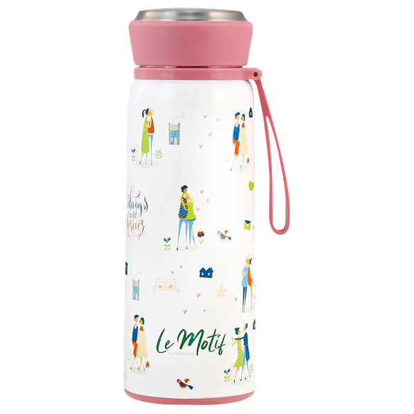 WONDERCHEF Le Motif L'amour 420ml Stainless Steel Hot & Cold Double Wall Water Bottle (BPA Free, Pink)_1