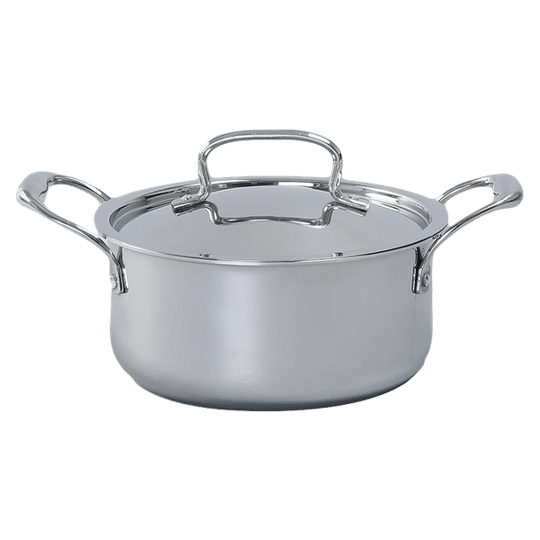 WONDERCHEF Nigella 4.8L Non Stick Aluminium & Stainless steel Casserole with Stainless Steel Lid (Induction Compatible, Even Heat Distribution, Silver)_1