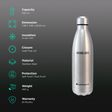 WONDERCHEF Hydro-Bot 500ml Stainless Steel Single Wall Water Bottle (BPA Free, Silver)_3