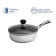 sabichi Haden Easy Grip Stainless Steel Fry Pan with Glass Lid (Induction Compatible, Active Steam Vent, Silver)_3