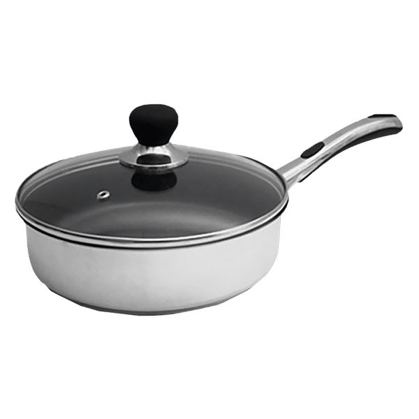 sabichi Haden Easy Grip Stainless Steel Fry Pan with Glass Lid (Induction Compatible, Active Steam Vent, Silver)_1