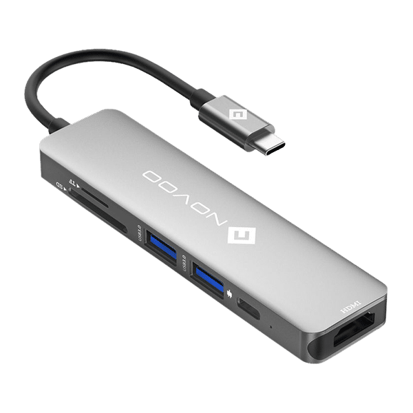 Novoo 6-in-1 USB 3.0 Type C to USB Type C, USB 3.0 Type A, SD Card Slot, TF Card Reader, HDMI Type A USB Hub (5 Gbps Data Transfer Rate, Grey)_1
