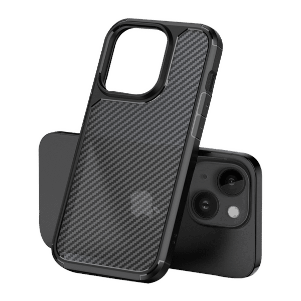in base Carbon Shield Fiber Back Cover for Apple iPhone 14 Plus (Anti-Slip Grip, Black)_1
