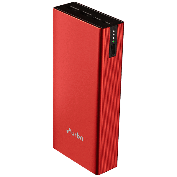 urbn 20000 mAh 20W Fast Charging Power Bank (2 Type A, 1 Type C & Micro B, Premium Carbon Fibre Texture, LED Charge Indicator, Red)_1