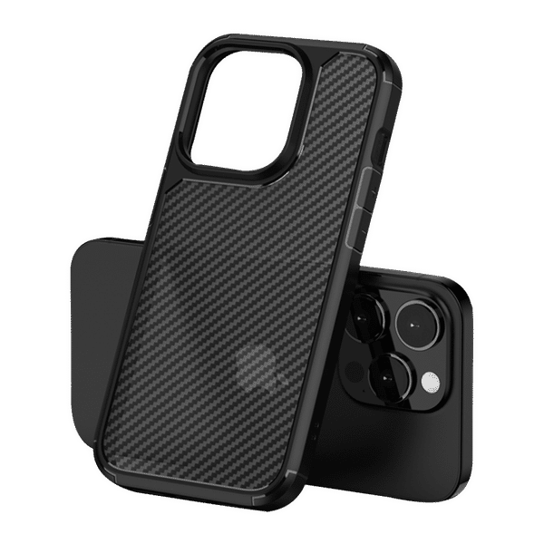 in base Carbon Shield Fiber Back Cover for Apple iPhone 14 Pro (Anti-Slip Grip, Black)_1