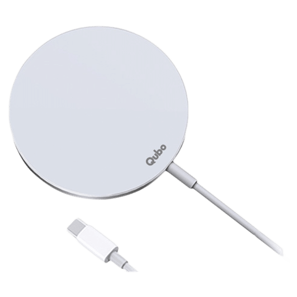 Qubo MagZap Z1 15W Wireless Charger for iPhone 12 & Above, 11, X (Short Circuit Control, White)_1