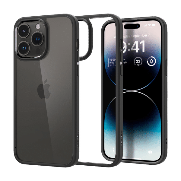 spigen Ultra Hybrid TPU & Polycarbonate Back Case for Apple iPhone 14 Pro Max (Wireless Charging Compatible, Matte Black)_1