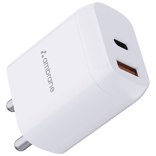 ambrane Raap H30 30W Type A & Type C 2-Port Fast Charger (Adapter Only, Multi Layer Chipset Protection, White)_1