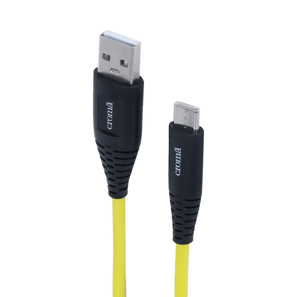 Croma Sunburn Edition USB 2.0 Type A to USB 2.0 Type C Charging Cable (Shock Protective, Yellow)_1