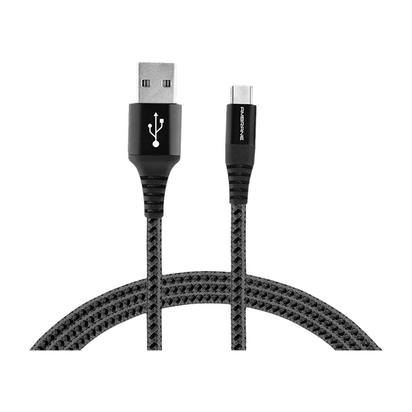 ambrane BCT-15 USB Type A to Type C 4.9 Feet (1.5M) Cable (Quick Charge, Black and Grey)_1