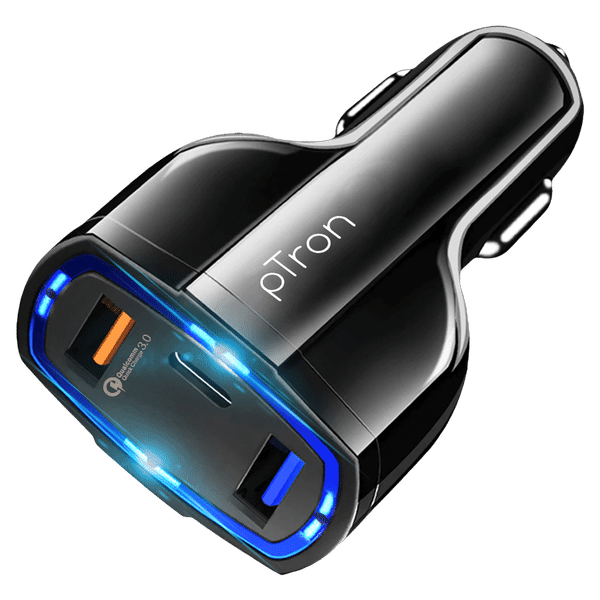 pTron Bullet Pro 36W Type A & Type C 3-Port Quick Charger (Adapter Only, Built-in Smart IC Chip, Black)_1