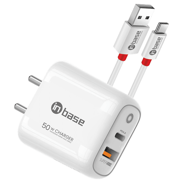 in base Ether PSV501 50W Type A & Type C 2-Port SUPERVOOC Charger (Type A to Type C Cable, GaN Tech Smart IC, White)_1