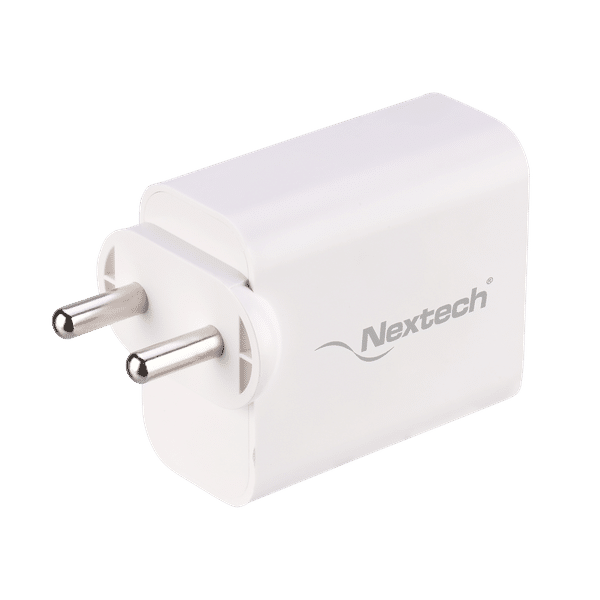 Nextech 65 W Type A & Type C 2-Port Fast Charger (Adapter Only, Universal Compatibility, White)_1