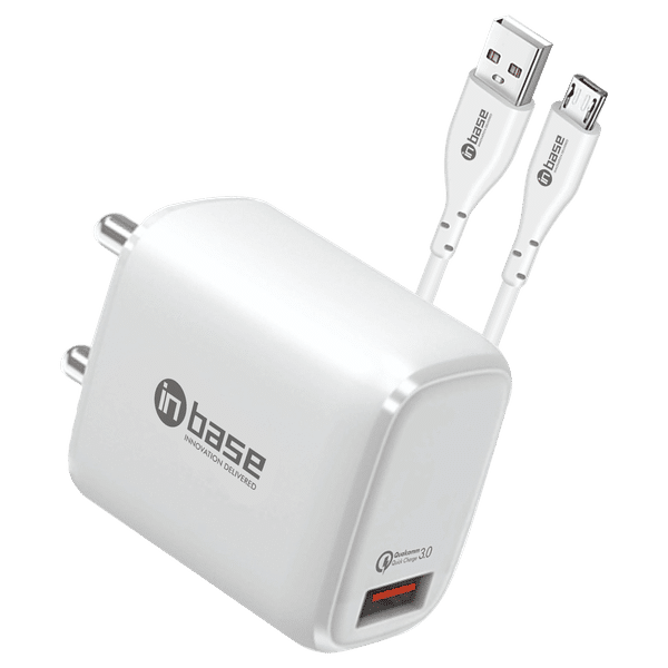 in base Ether Q181 18W Type A Fast Charger (Type A to Micro USB Cable, Quick Charge 3.0, White)_1