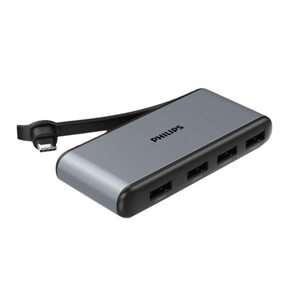 Philips 4-in-1 USB 3.1 Type C to USB 3.0 Type A USB Hub (5 Gbps Data Transfer Rate, Grey)_1