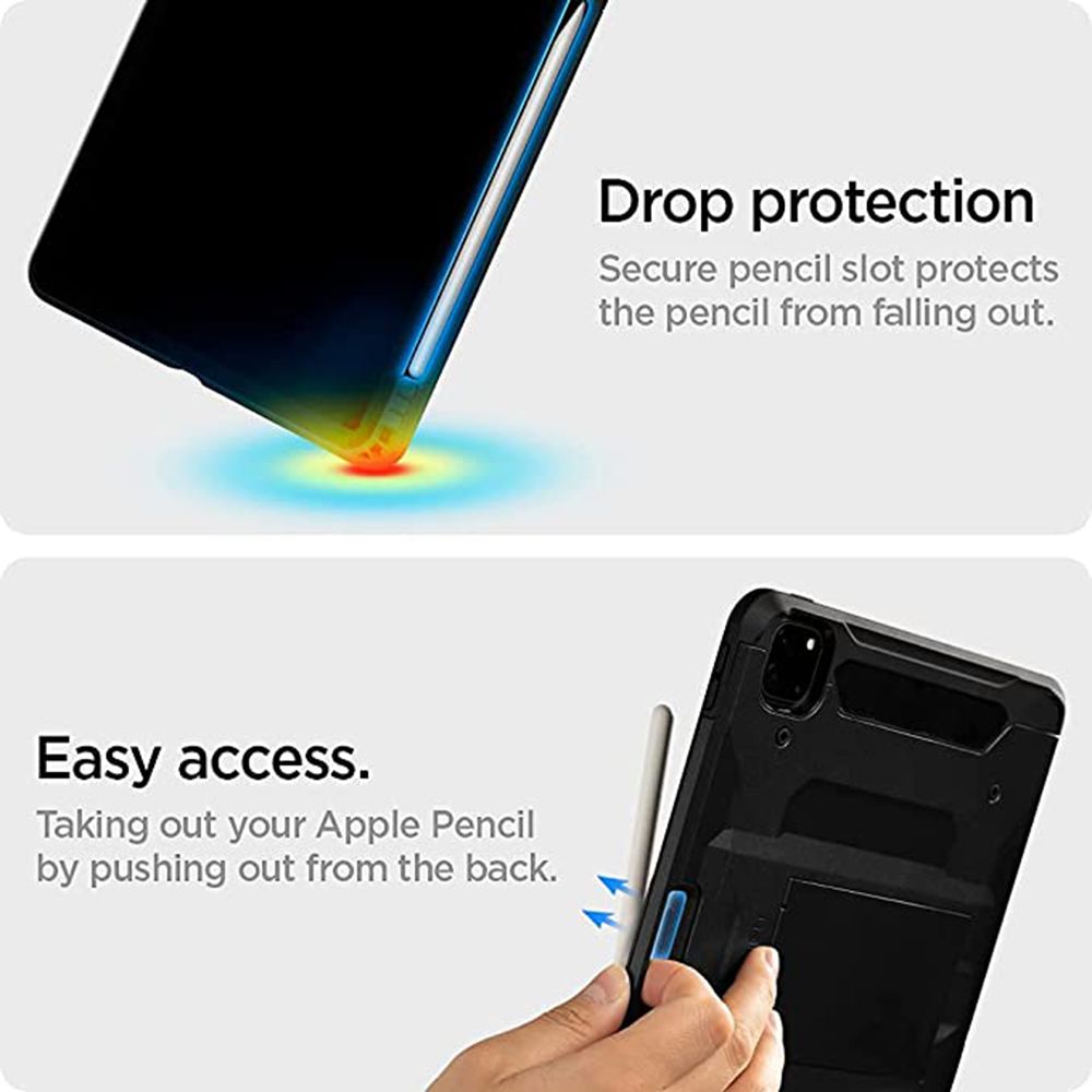 spigen Tough Armor Pro Polycarbonate & Carbon Fiber Back Cover for Apple iPad Pro 11 Inch (Air Cushion Technology, Black)_18
