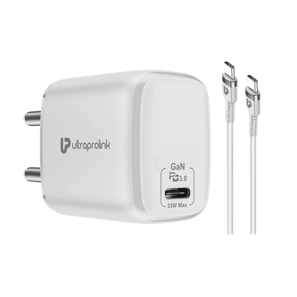 ultraprolink Boost 33W Type C Fast Charger (Type C to Type C, Multi-Layer Protection, White)_1