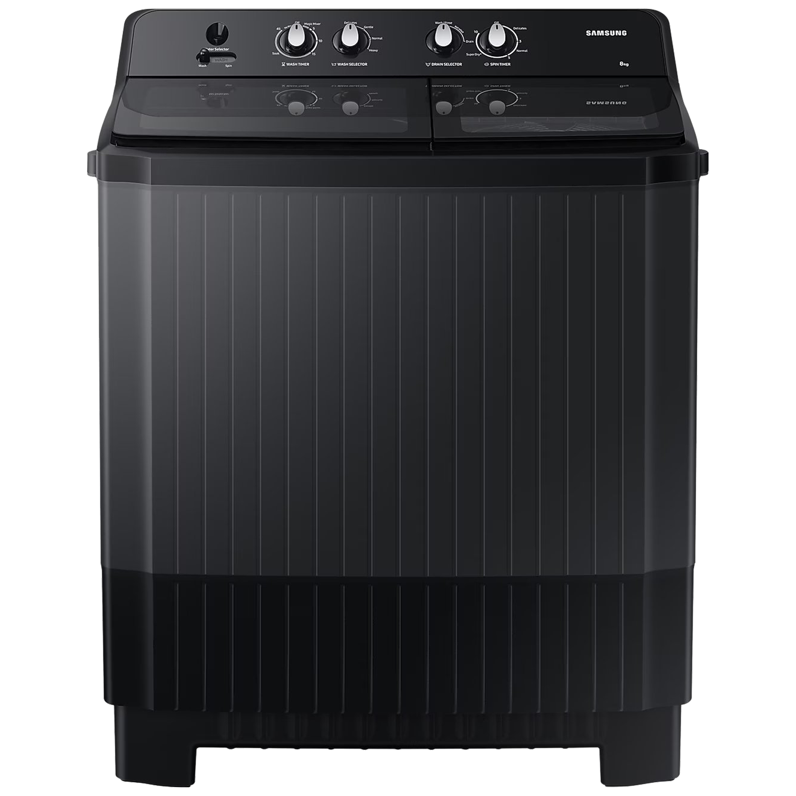 SAMSUNG 8 kg 5 Star Semi Automatic Washing Machine with Hexa Storm Pulsator (WT80B3560GB/TL, Dark Gray)