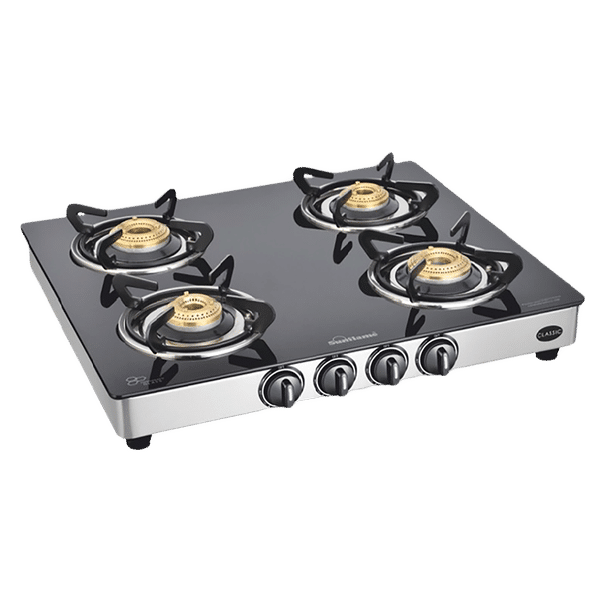 Sunflame CLASSIC 4B SS Toughened Glass Top 4 Burner Manual Gas Stove (Stainless Steel Drip Tray, Black)_1