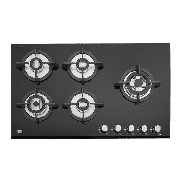 KAFF KH 86 BR 53 Tempered Glass Top 5 Burner Automatic Electric Hob (Heavy Duty Cast Iron Pan Support, Black)_1