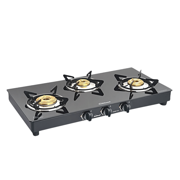 Sunflame PRIME 3B BK AI Toughened Glass Top 3 Burner Automatic Gas Stove (Sturdy Pan Support, Black)_1