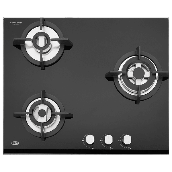KAFF KH 60 BR 31 Tempered Glass Top 3 Burner Automatic Electric Hob (Heavy Duty Cast Iron Pan Support, Black)_1