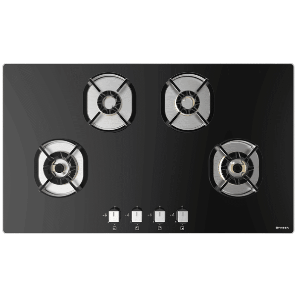 Faber Nexus IND HT904 CRS BR CI AI Toughened Glass Top 4 Burner Automatic Hob (Heavy Duty Pan Support, Black)_1