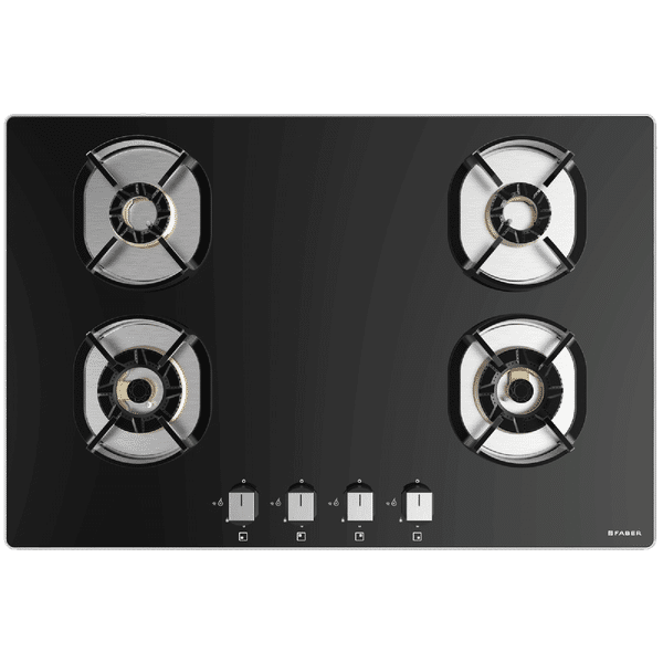 Faber Nexus IND HT784 CRS BR CI AI Toughened Glass Top 4 Burner Automatic Hob (Heavy Duty Pan Support, Black)_1