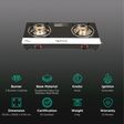 Lifelong LLGS211 Toughened Glass Top 2 Burner Manual Gas Stove (Stainless Steel Drip Tray, Black/White)_3
