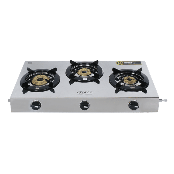 Croma AG279201 3 Burner Manual Gas Stove (Stainless Steel, Silver)_1