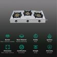 Croma AG279201 3 Burner Manual Gas Stove (Stainless Steel, Silver)_3