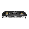 Preethi Blue Flame Blaze Toughened Glass Top 3 Burner Manual Gas Stove (Lighter Holder, Black)_1