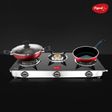 Pigeon Ayush Toughened Glass Top 3 Burner Manual Gas Stove (Unique Pan Support, Black)_4