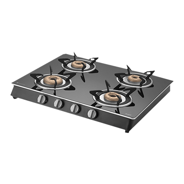 KAFF CTAI 63 4B Toughened Glass Top 4 Burner Automatic Gas Stove (Heavy Duty Pan Support, Black)_1