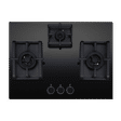 Elica Flexi Pro MAX AB MFC 3B 70 DX Glass Top 3 Burner Automatic Electric Hob (Round Metallic Knob, Black)_1