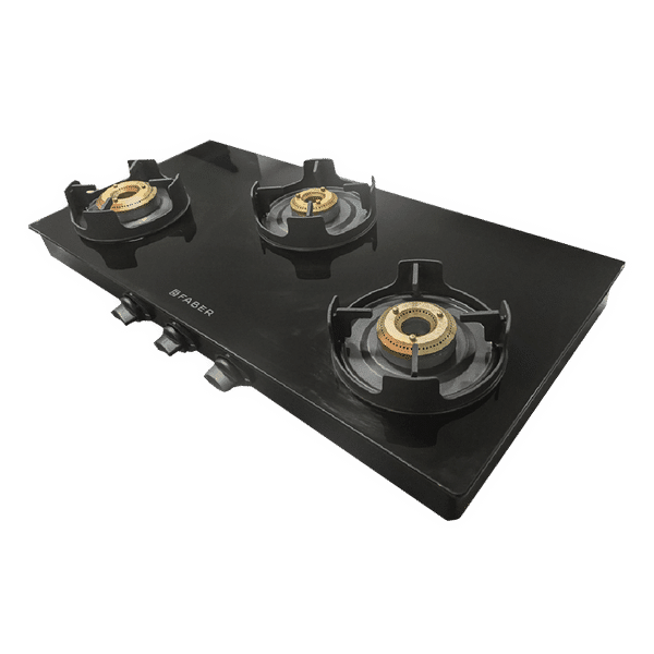 Faber Onyx 3BB BK CI Glass Top 3 Burner Manual Gas Stove (Round Drip Tray, Black)_1