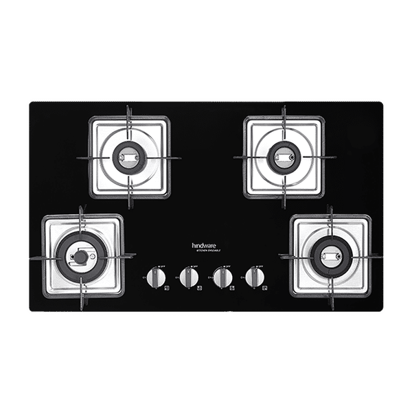 Hindware Rosia Toughened Glass Top 4 Burner Automatic Electric Hob (Spill Proof, Black)_1