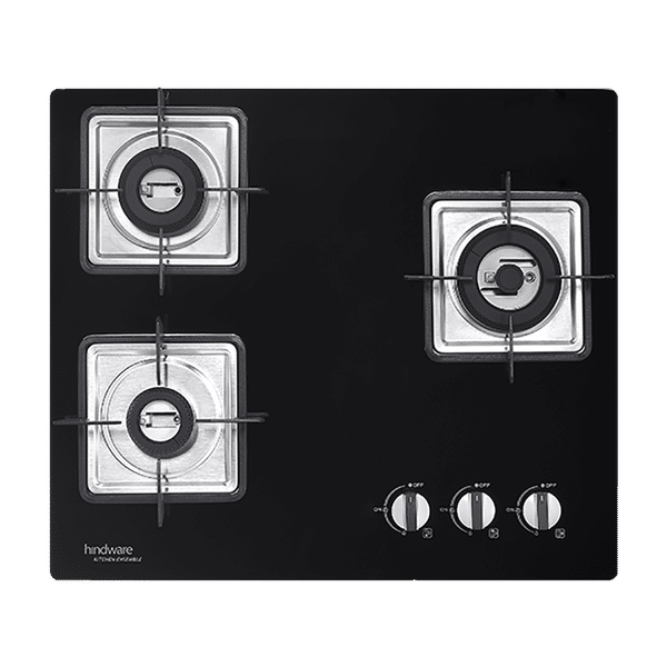 Hindware Rosia Toughened Glass Top 3 Burner Automatic Electric Hob (Spill Proof, Black)_1