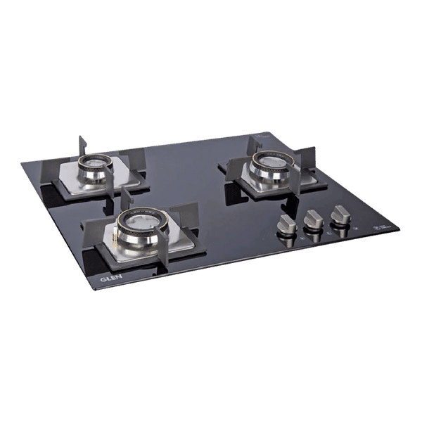 Glen 1063 SQ DB Toughened Glass Top 3 Burner Automatic Electric Hob (Scratch & Stain Resistant, Black)_1