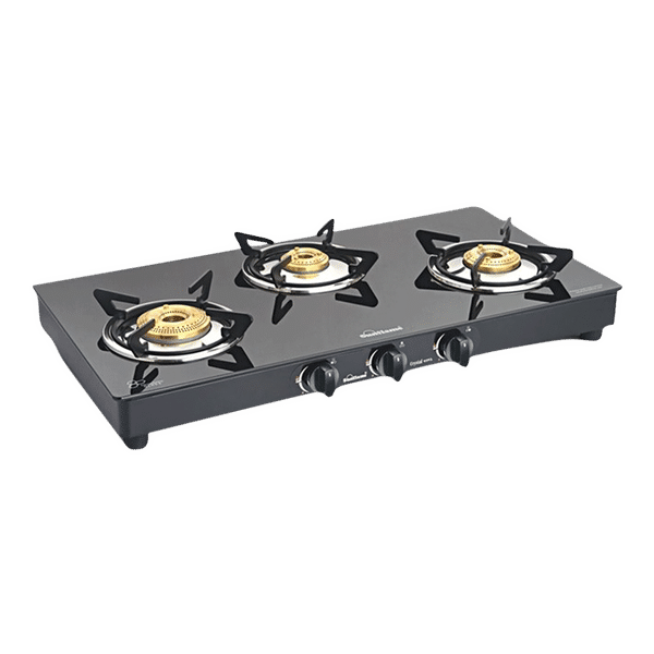 Sunflame PRIME 3B BK Toughened Glass Top 3 Burner Manual Gas Stove (Stainless Steel Drip Tray, Black)_1