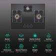 Elica PRO FB MFC 3B 70 DX FFD Glass Top 3 Burner Automatic Electric Hob (Round Metallic Knob, Black)_3