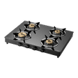 KAFF CTC634BAI Toughened Glass Top 4 Burner Automatic Electric Gas Stove (Matte Enamelled Pan Support, Black)_1