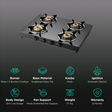 KAFF CTC634BAI Toughened Glass Top 4 Burner Automatic Electric Gas Stove (Matte Enamelled Pan Support, Black)_3