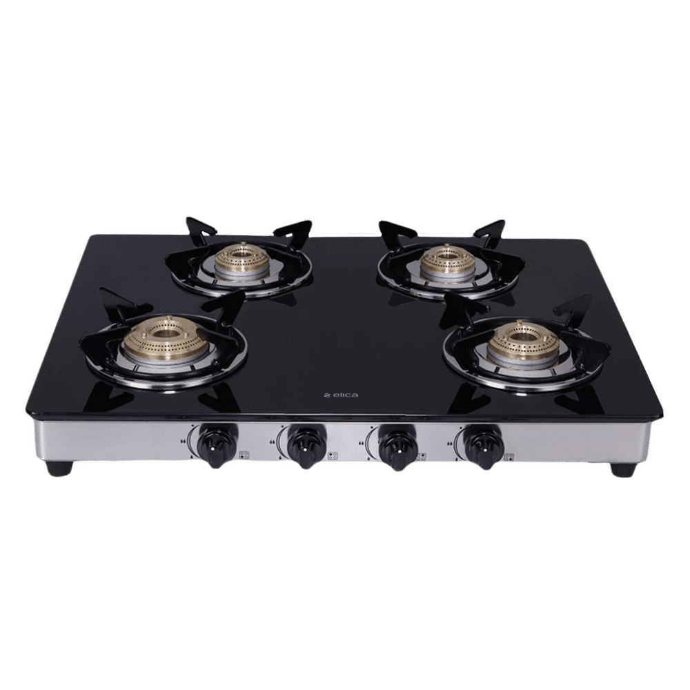 Buy Elica 694 Ct Dt Vetro Toughened Glass Top 4 Burner Manual Gas Stove 