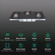 Elica Patio ICT 773BK(SS DT SE) Toughened Glass Top 3 Burner Automatic Gas Stove (Round Euro Coated Grid, Black)_3