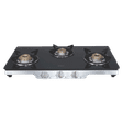Elica Patio ICT 773BK(SS DT SE) Toughened Glass Top 3 Burner Automatic Gas Stove (Round Euro Coated Grid, Black)_4
