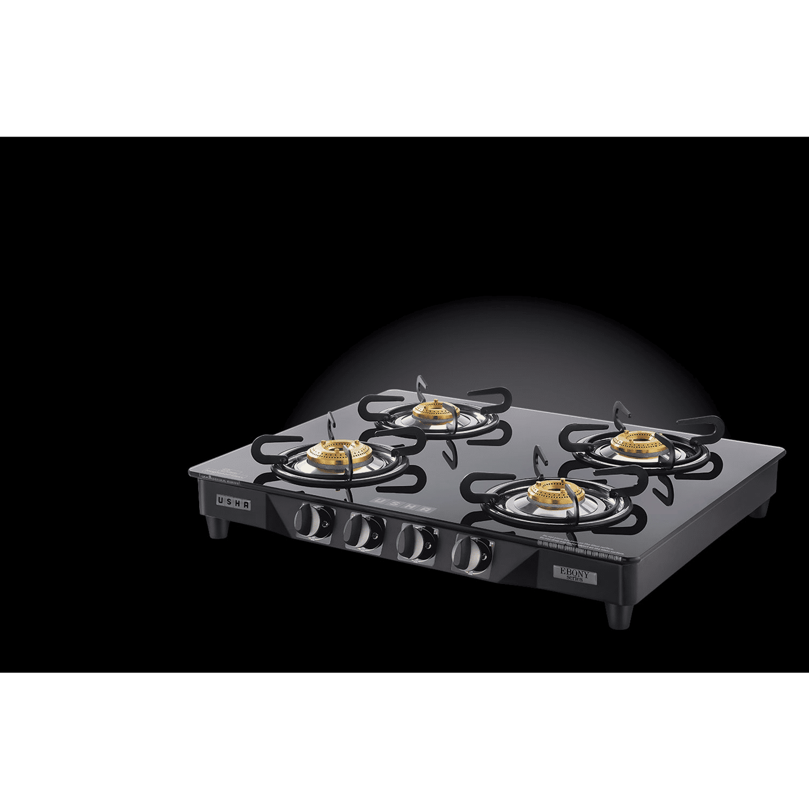 Buy USHA Ebony GS4001 Toughened Glass Top 4 Burner Automatic Gas Stove ...