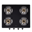 Elica 594 CT DT VETRO 1J Toughened Glass Top 4 Burner Manual Gas Stove (Round Euro Coated Grid, Black)_1