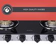Elica 594 CT DT VETRO 1J Toughened Glass Top 4 Burner Manual Gas Stove (Round Euro Coated Grid, Black)_4