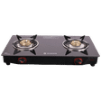 Singer Maxiflare Toughened Glass Top 2 Burner Manual Gas Stove (Powder Coated Pan Support, Black)_1